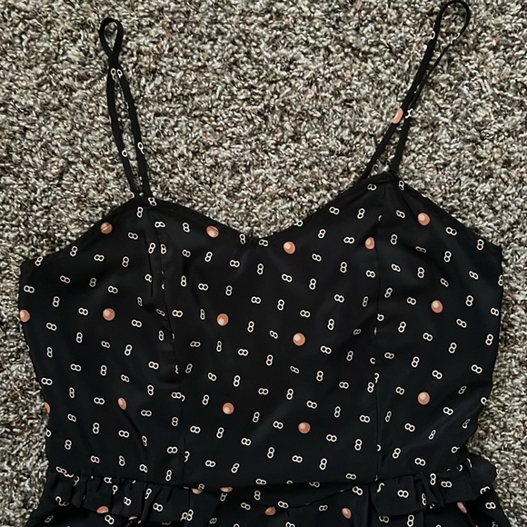 Xhilaration Black Orange Yellow Geometric Polka Dot Mini Sun Dress, Size Medium - Picture 2 of 14